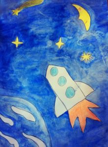 Шкурин Кирилл, 3 класс, Кузнецкий р-он, с.Никольское. Рисунок "Откроем новую звезду". Люблю рисовать. Хочу быть ученым и много доброго сделать.